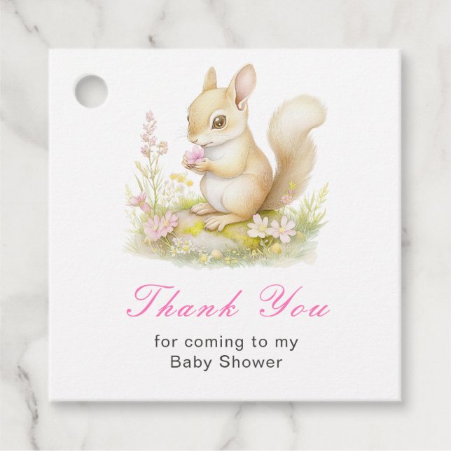 Spring Squirrel Baby Shower Favour Tags (Front)