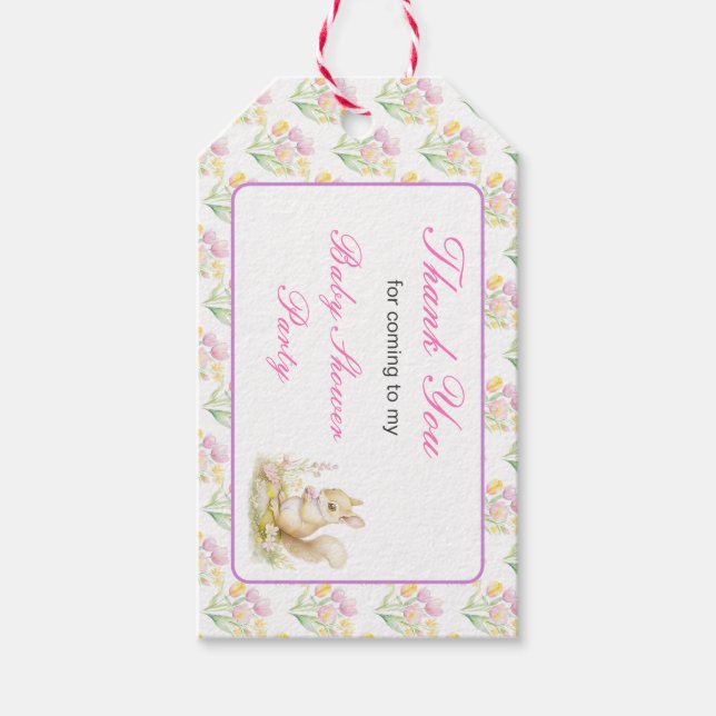 Spring Squirrel Baby Shower Gift Tags (Front)