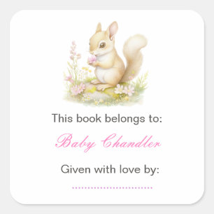 Spring Squirrel Baby Shower Square Sticker
