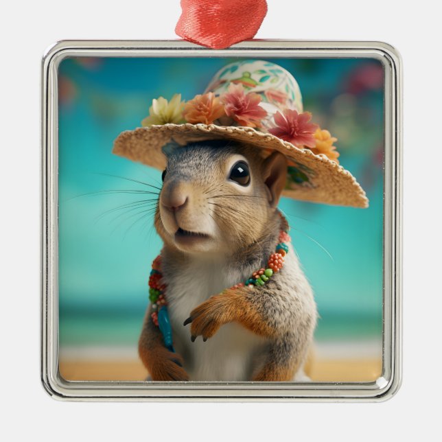 Spring Squirrel Metal Tree Decoration (Front)