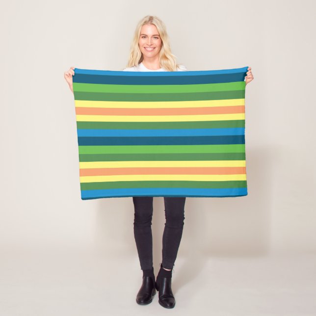 Spring Stripes Colourful  Fleece Blanket (In Situ)