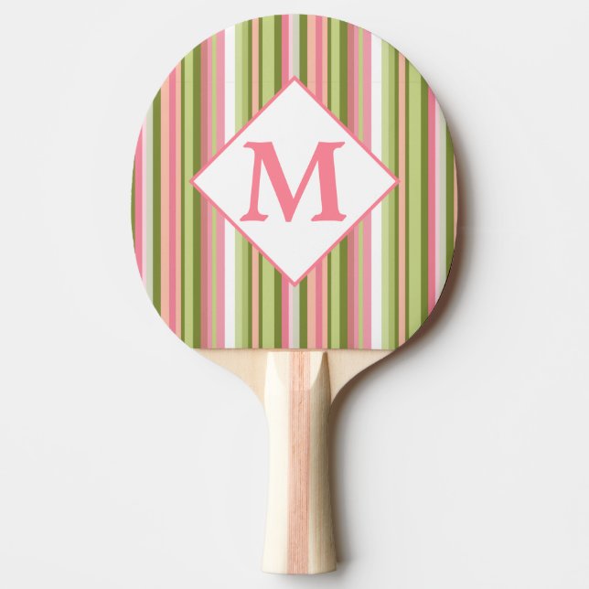 Spring Stripes monogrammed ping pong paddle (Front)