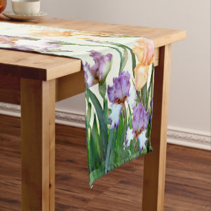 Spring Style Home Decor Irises in the Garden Short Table Runner