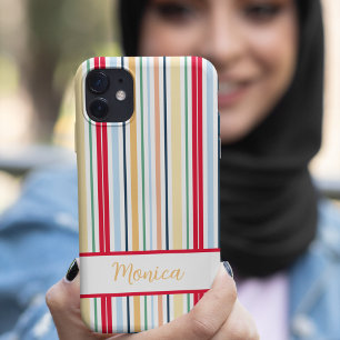Spring style vertical stripes custom name Case-Mate iPhone case