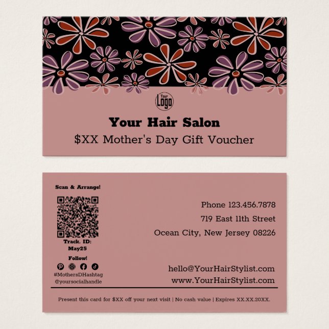 Spring Stylist Mother's Day Gift Voucher Card (Front & Back)