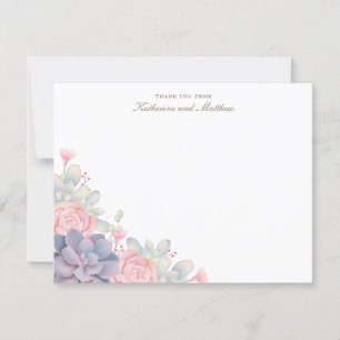 Spring Succulents Wedding Thank You Cards