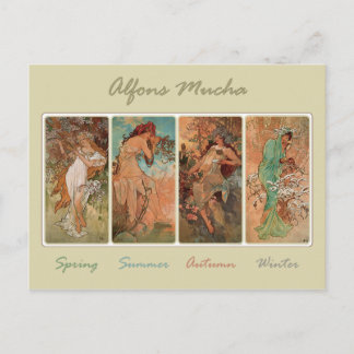 Spring Summer Autumn Winter by Mucha Postcard