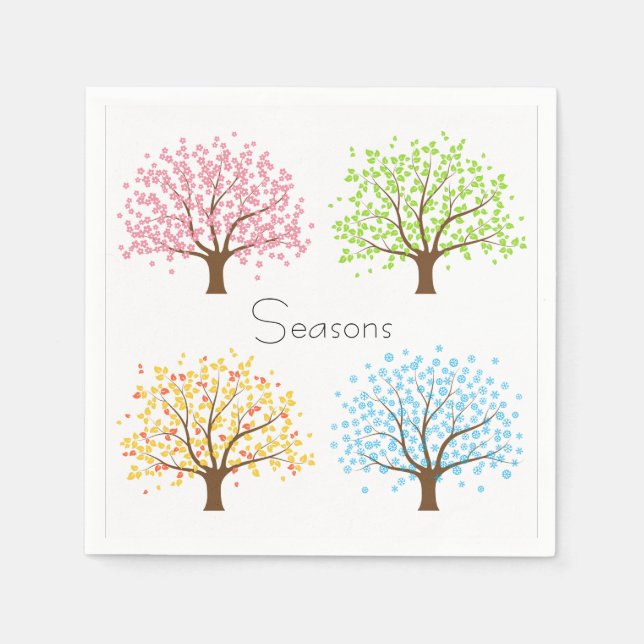 Spring Summer Autumn Winter Trees Paper Napkins (Front)