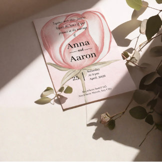 Spring Summer Blush Pink Garden Wedding Invitation