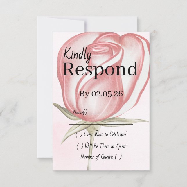 Spring Summer Blush Pink Garden Wedding RSVP Card (Front)