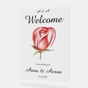 Spring Summer Blush Pink Garden Wedding Welcome Acrylic Sign