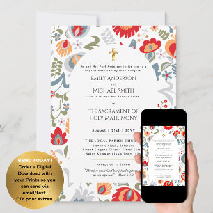 Spring Summer Catholic Nuptial Mass Wedding Invitation