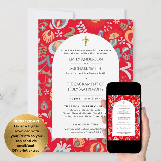 Spring Summer  Catholic Nuptial Mass Wedding Invitation (Creator Uploaded)