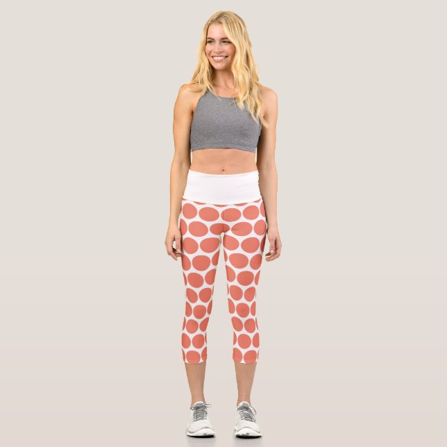 Spring Summer Colour Peach Pink Capri Leggings (Front)