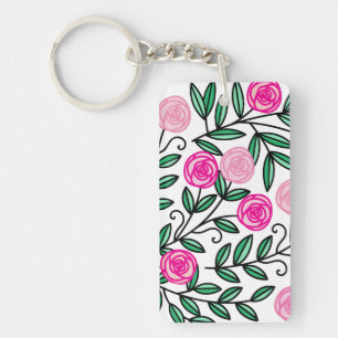 Spring Summer Colourful Pink Floral Fun and Random Key Ring