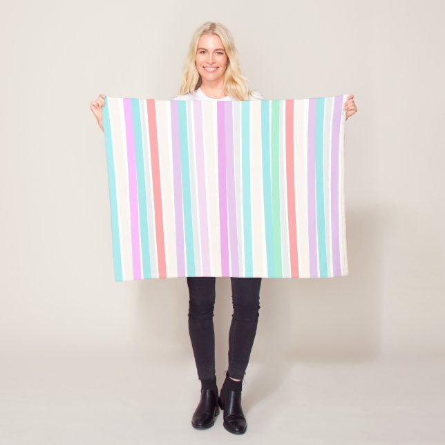 Spring summer colours in stripes fleece blanket (In Situ)