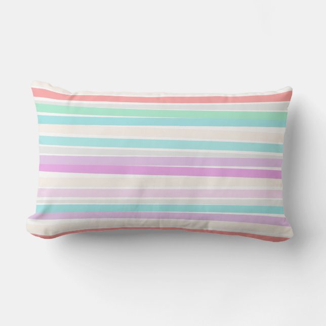 Spring summer colours in stripes lumbar cushion (Front)