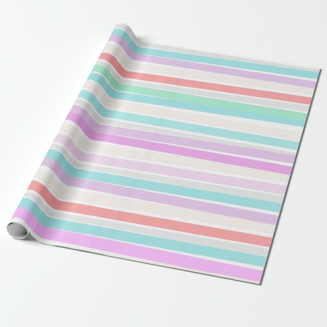 Spring summer colours in stripes wrapping paper (Unrolled)