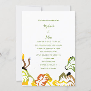 Spring Summer Fall Colourful Leaf 2024 Boho Weddin Invitation