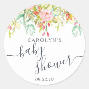 Spring Summer Floral Baby Shower Classic Round Sticker