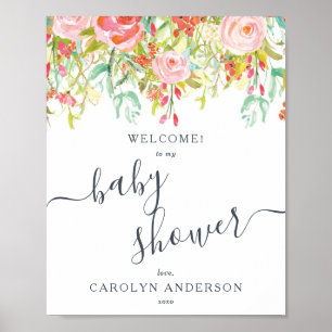 Spring Summer Floral Baby Shower Welcome Sign