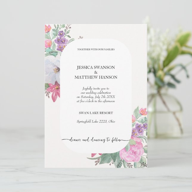 Spring Summer Floral Boho Garden Invitation (Standing Front)