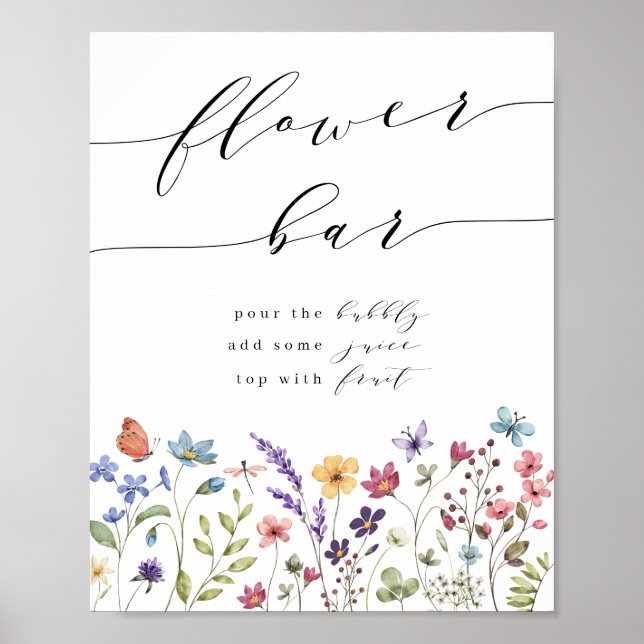 Spring Summer Floral Bridal Shower Flower Bar Post Poster (Front)