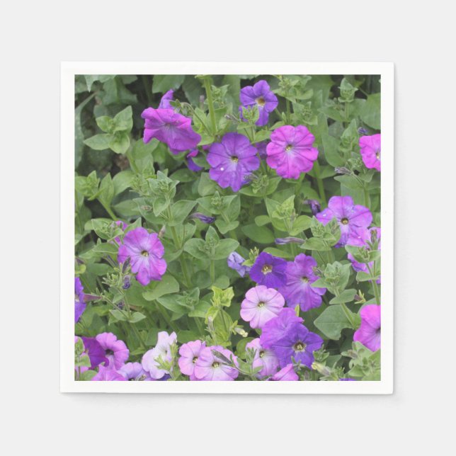 Spring Summer Floral Purple Petunia Flowers Decor Napkin (Front)