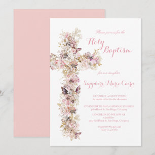 Spring Summer Floral Watercolor Baptism Invitation