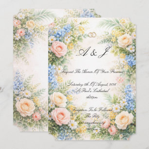 spring summer floral wedding invitation