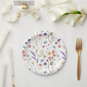 Spring Summer Floral Wildflowers Bridal Shower Paper Plate