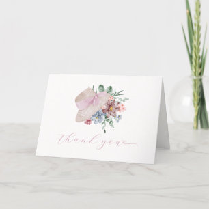 Spring Summer Flower Garden Hat Baby Shower  Thank You Card