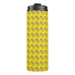 Spring Summer Flower Pink Flamingo Thermal Tumbler