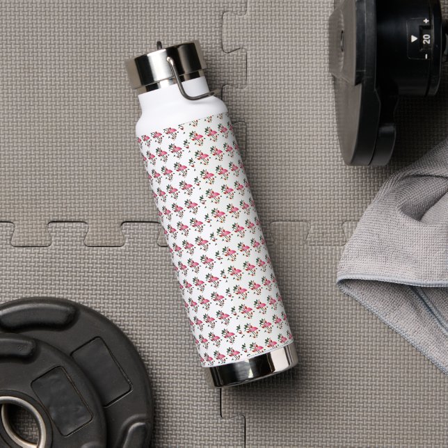  Spring Summer Flower Pink Flamingo  Water Bottle (Gym)