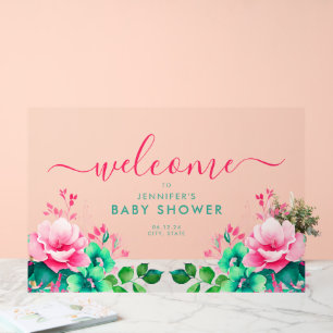 Spring Summer GARDEN FLORAL Baby Shower Welcome Acrylic Sign