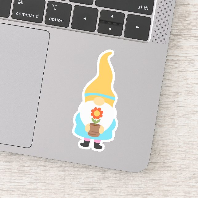 Spring Summer Garden Gnome Die Cut Sticker Decal (Detail)