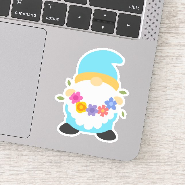 Spring Summer Garden Gnome Die Cut Sticker Decal (Detail)