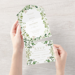 Spring Summer Greenery All in One Wedding Invite