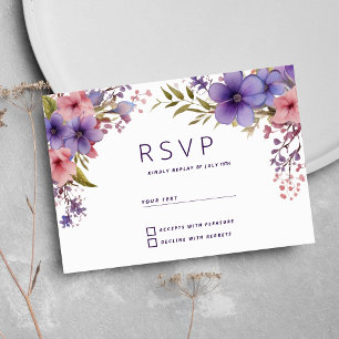 Spring summer lavender pink floral RSVP  Invitation