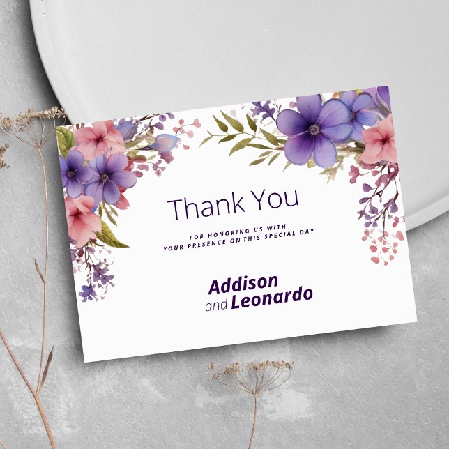 Spring summer lavender pink floral Thank You Invitation (Spring summer lavender pink floral Thank You)