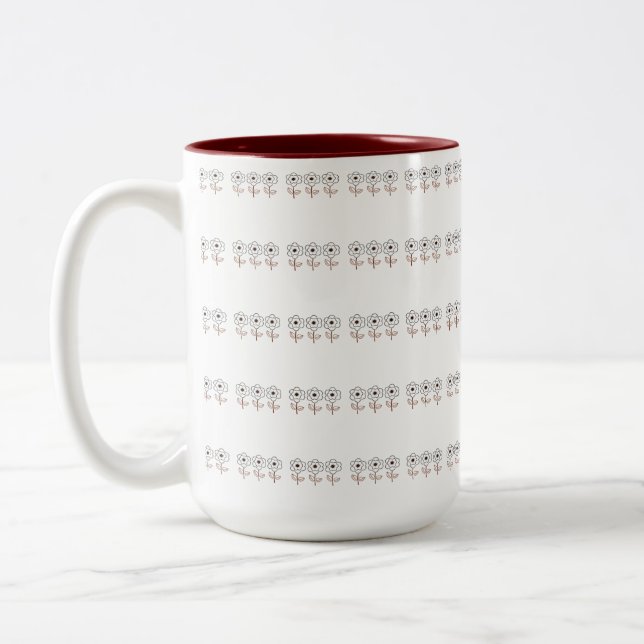 Spring Summer  Minimalist Flower  Two-Tone Coffee Mug (Left)