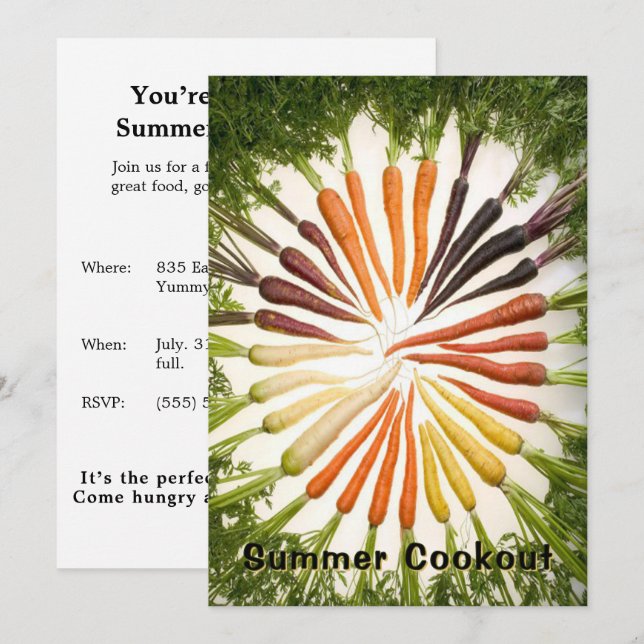 Spring Summer Party Carrot Rainbow Colorful Invitation (Front/Back)