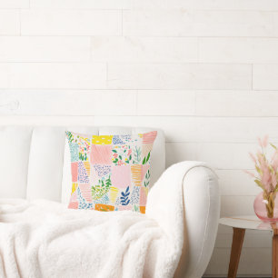Spring Summer Pastel Preppy Patchwork Cushion