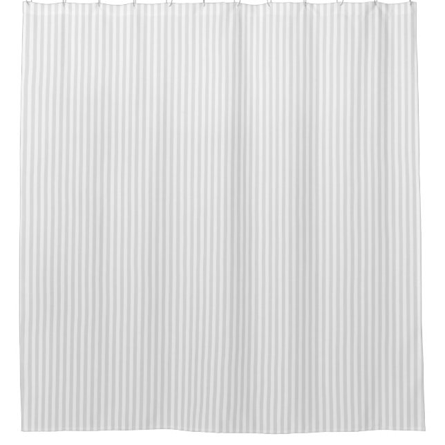 Spring Summer Soft Light Grey Stripe Farmhouse Shower Curtain (Front)