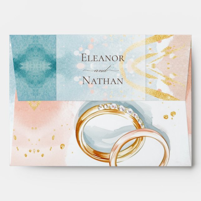 Spring Summer Wedding And Two golden rings  Envelope (Back (Top Flap))
