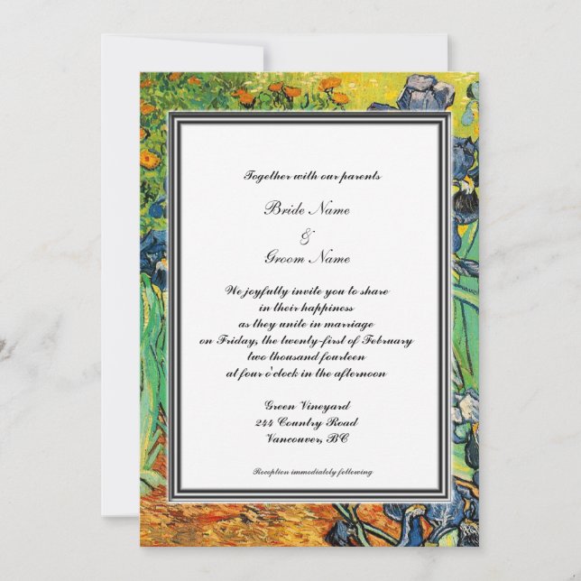 spring, summer wedding invitation. van Gogh Invitation (Front)