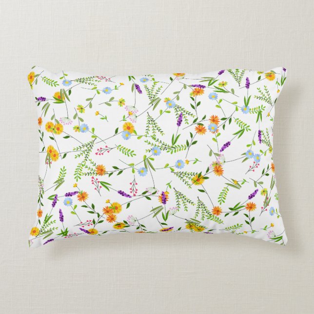 Spring Summer Wild flowers Decorative Cushion (Front)