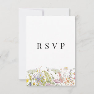 Spring Summer Wildflower Beige Boho RSVP Card