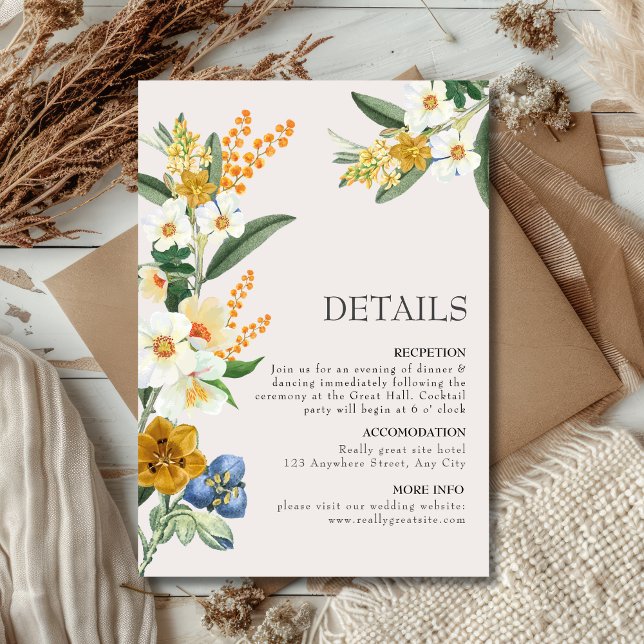 Spring Summer Wildflower Boho Garden wedding Enclosure Card (Creator Uploaded)