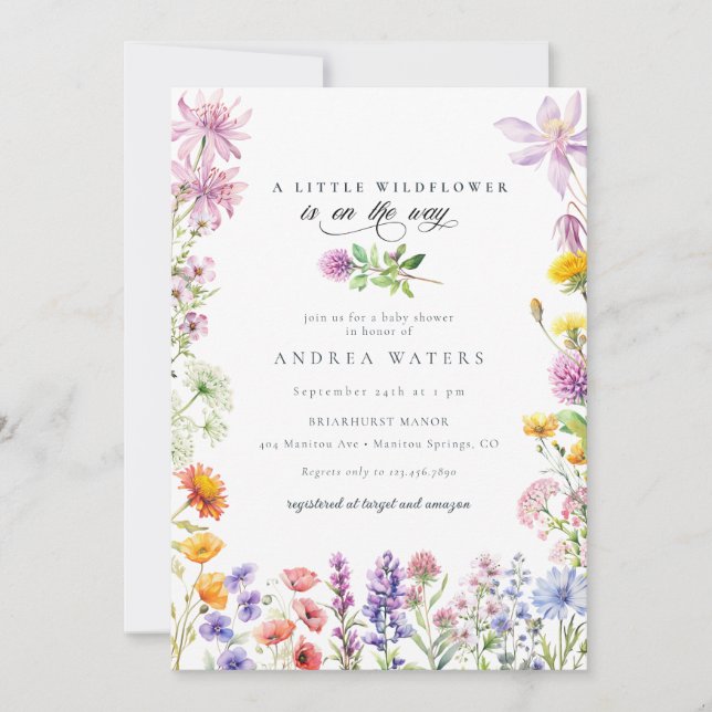Spring Summer Wildflower | Colourful Baby Shower Invitation (Front)